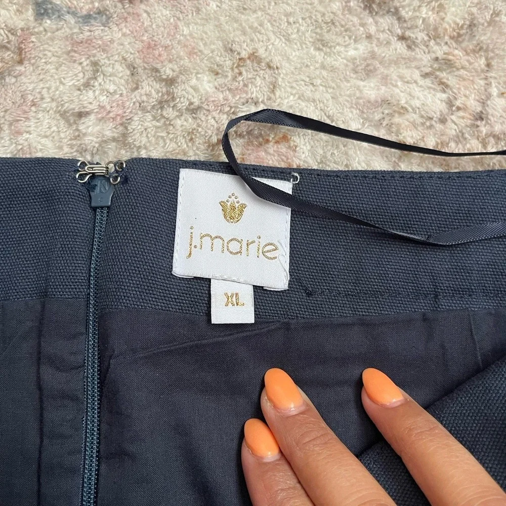 J Marie Juniors XL Laken Floral Embroidery Mini Pencil Skirt Party Green Blue - Picture 2 of 7